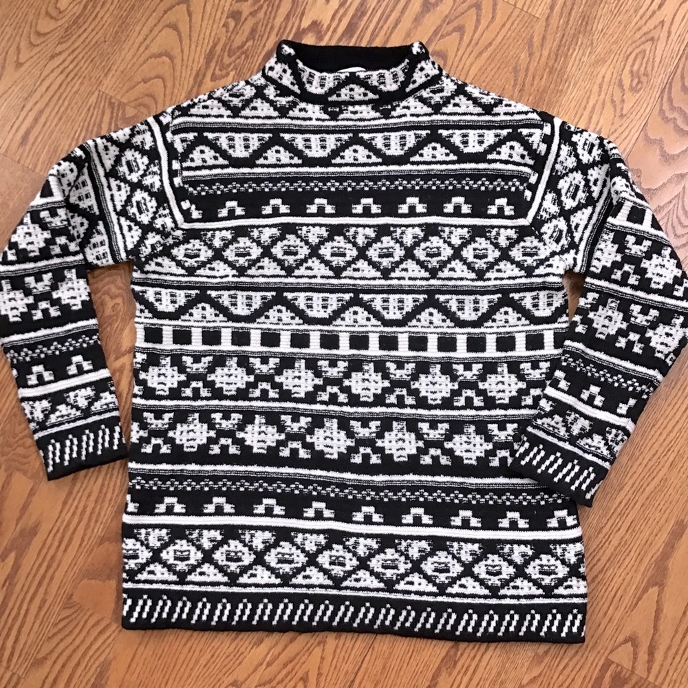 J Jill Mock Neck Print Sweater